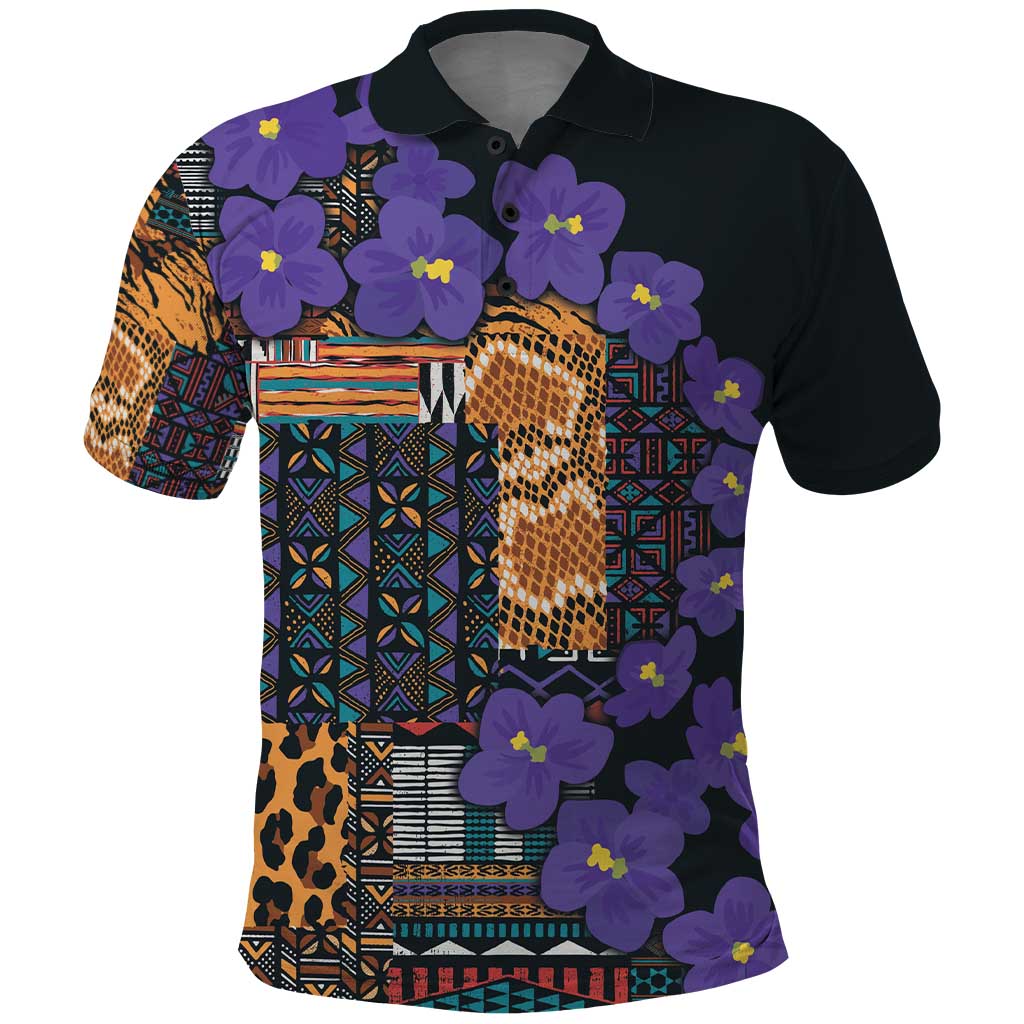 Africa Violets Flowers Polo Shirt Mix Native Tribal Pattern LT9