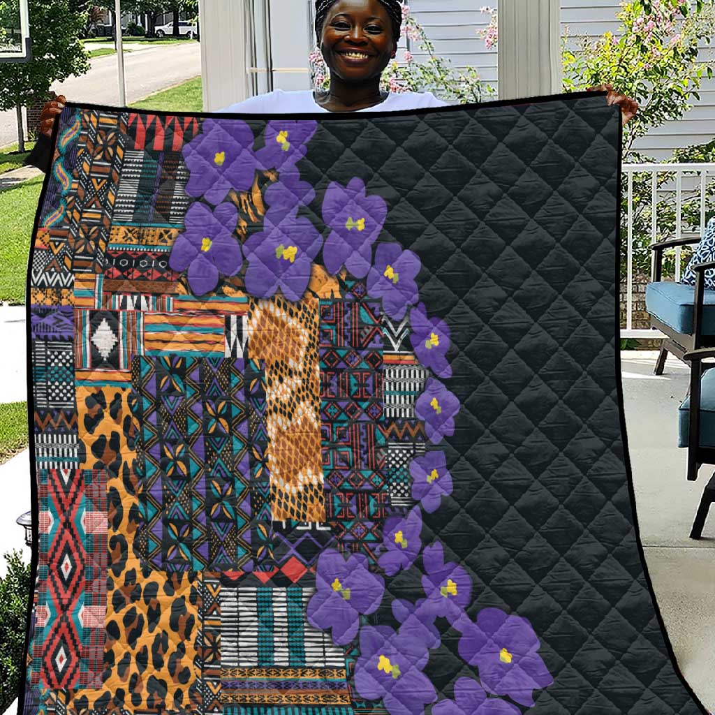 Afro Violets Flowers Quilt Mix Native Tribal Pattern LT9