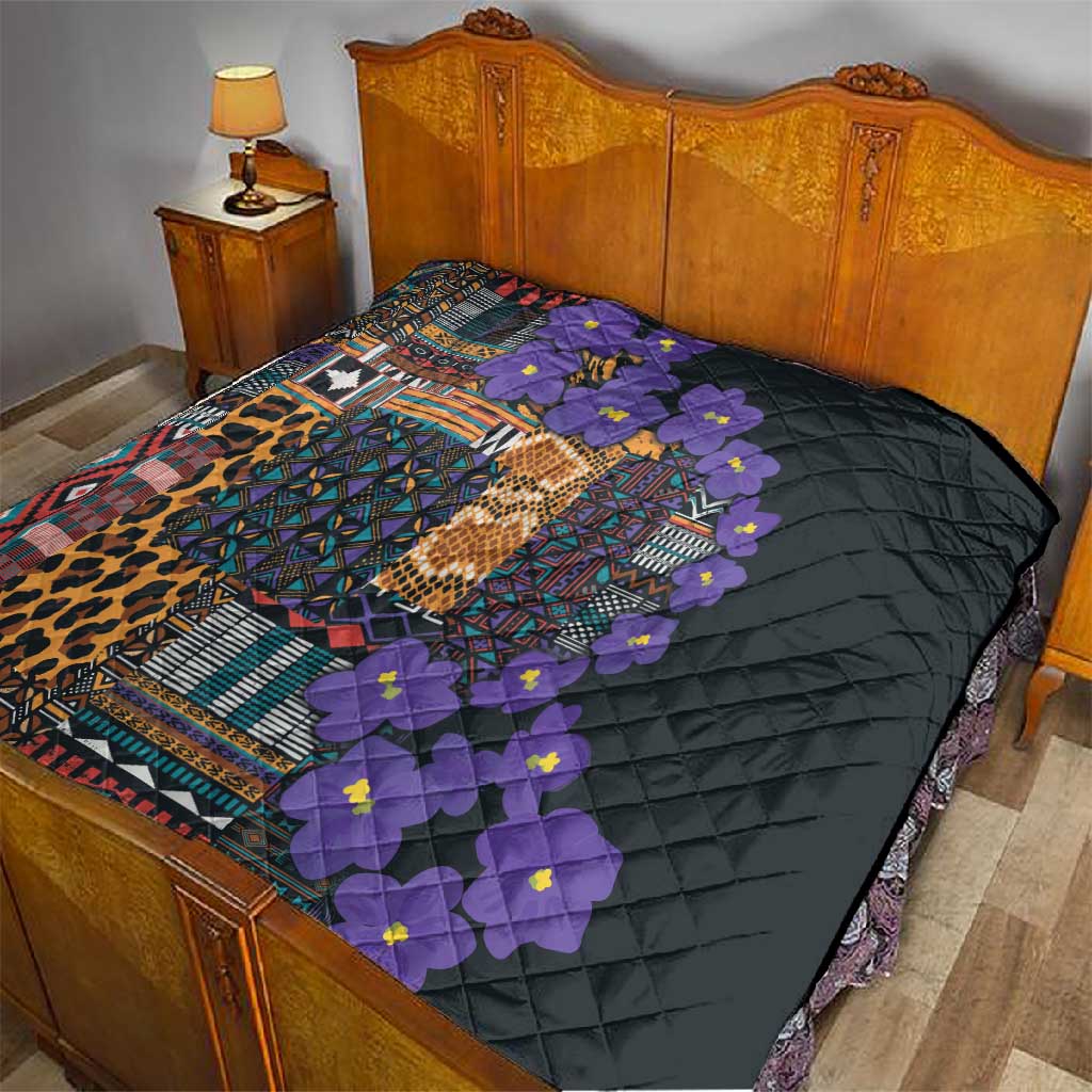 Afro Violets Flowers Quilt Mix Native Tribal Pattern LT9