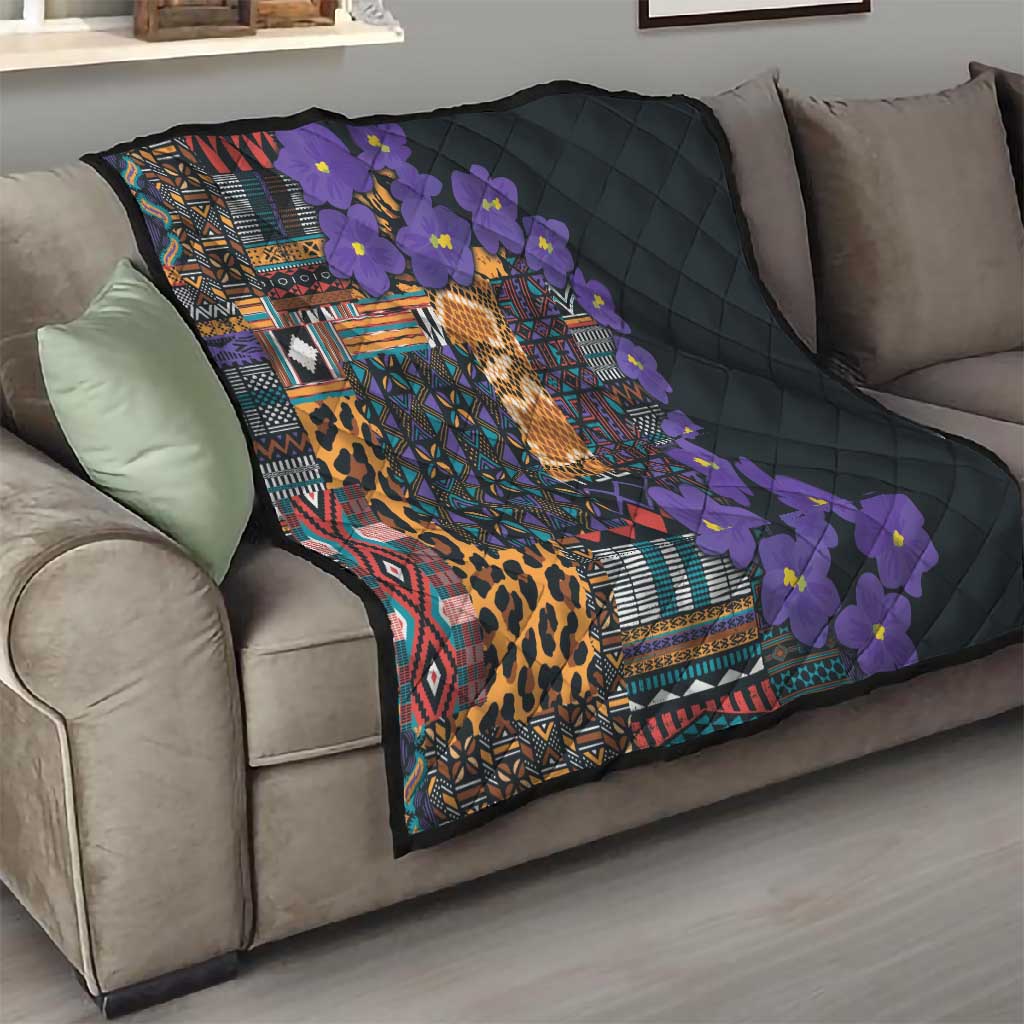 Afro Violets Flowers Quilt Mix Native Tribal Pattern LT9