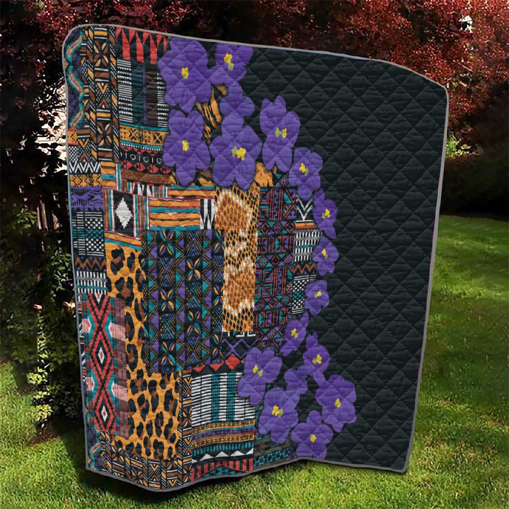 Afro Violets Flowers Quilt Mix Native Tribal Pattern LT9