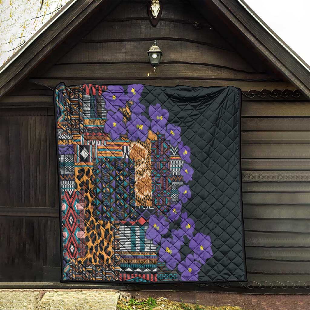 Afro Violets Flowers Quilt Mix Native Tribal Pattern LT9