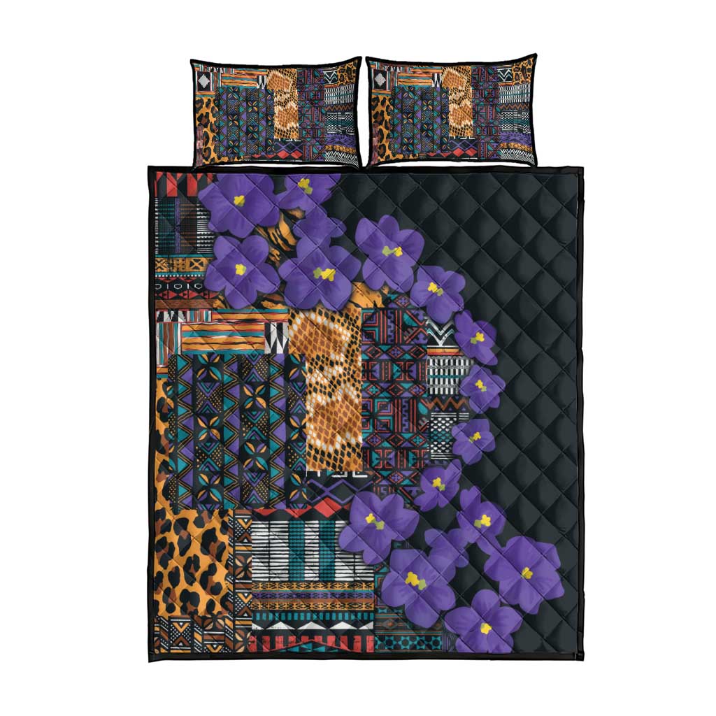 Afro Violets Flowers Quilt Bed Set Mix Native Tribal Pattern LT9