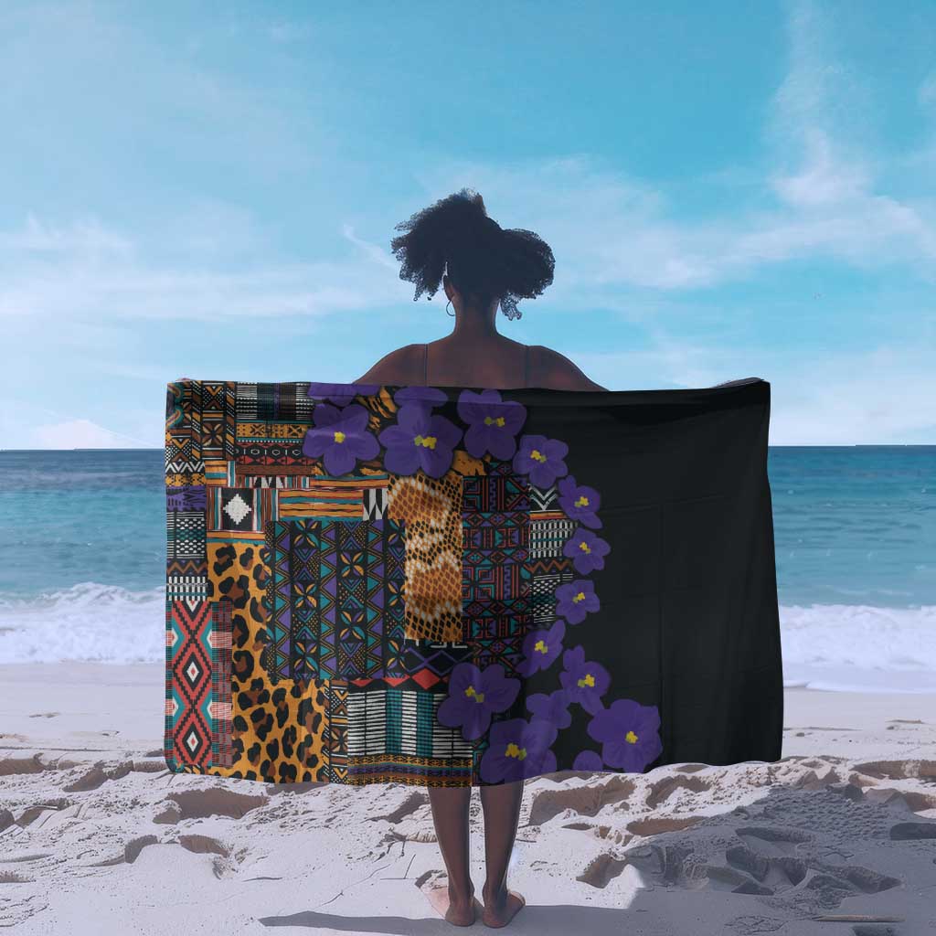 Afro Violets Flowers Sarong Mix Native Tribal Pattern LT9