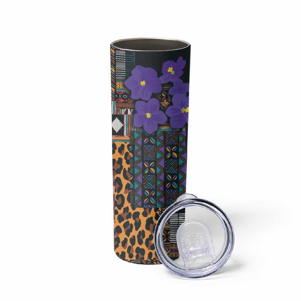 Afro Violets Flowers Skinny Tumbler Mix Native Tribal Pattern LT9