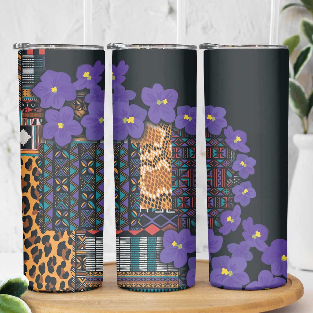 Afro Violets Flowers Skinny Tumbler Mix Native Tribal Pattern LT9