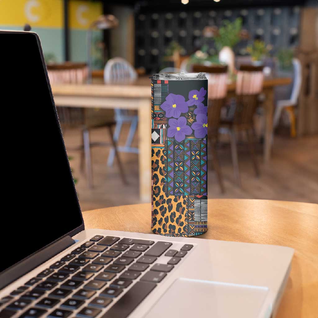 Afro Violets Flowers Skinny Tumbler Mix Native Tribal Pattern LT9