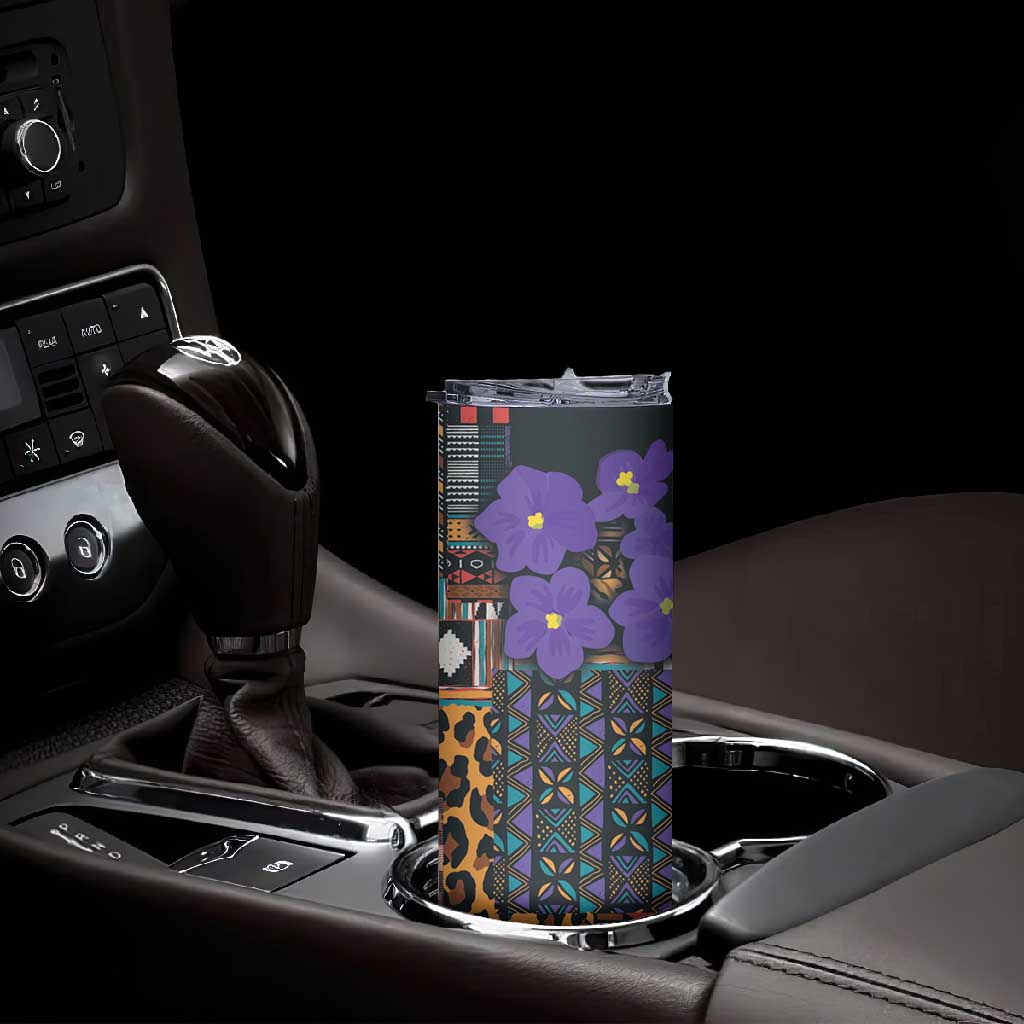 Afro Violets Flowers Skinny Tumbler Mix Native Tribal Pattern LT9