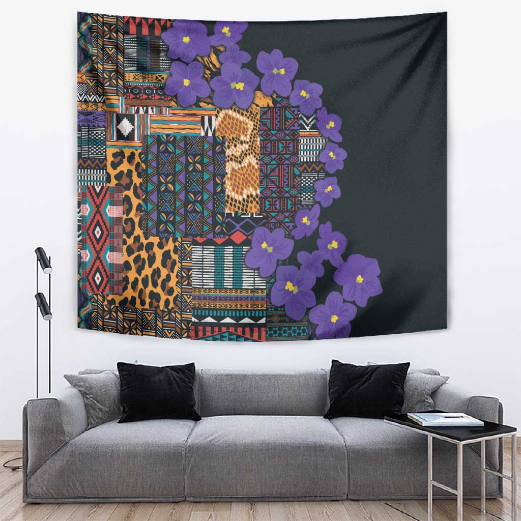 Afro Violets Flowers Tapestry Mix Native Tribal Pattern LT9