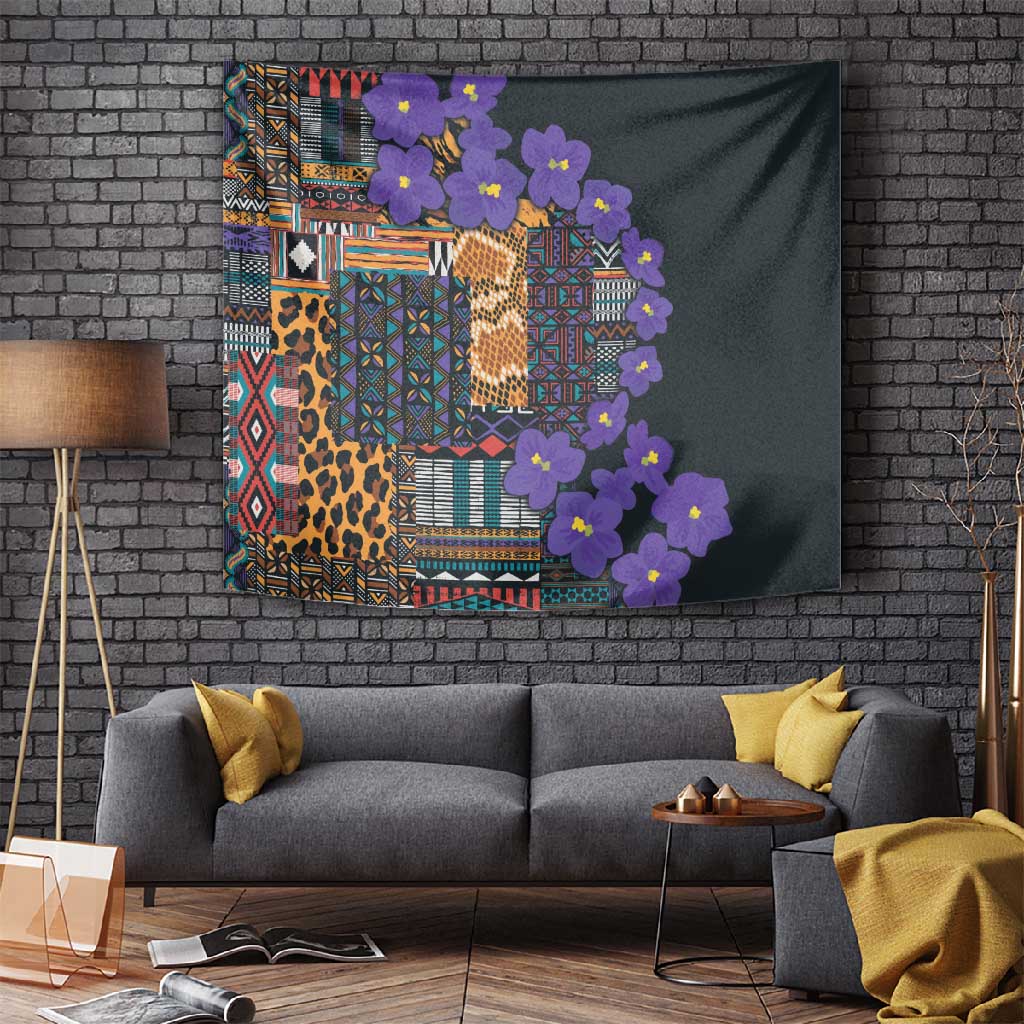Afro Violets Flowers Tapestry Mix Native Tribal Pattern LT9