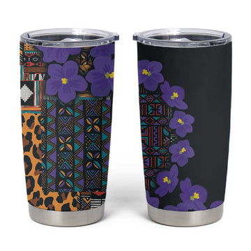 Afro Violets Flowers Tumbler Cup Mix Native Tribal Pattern LT9