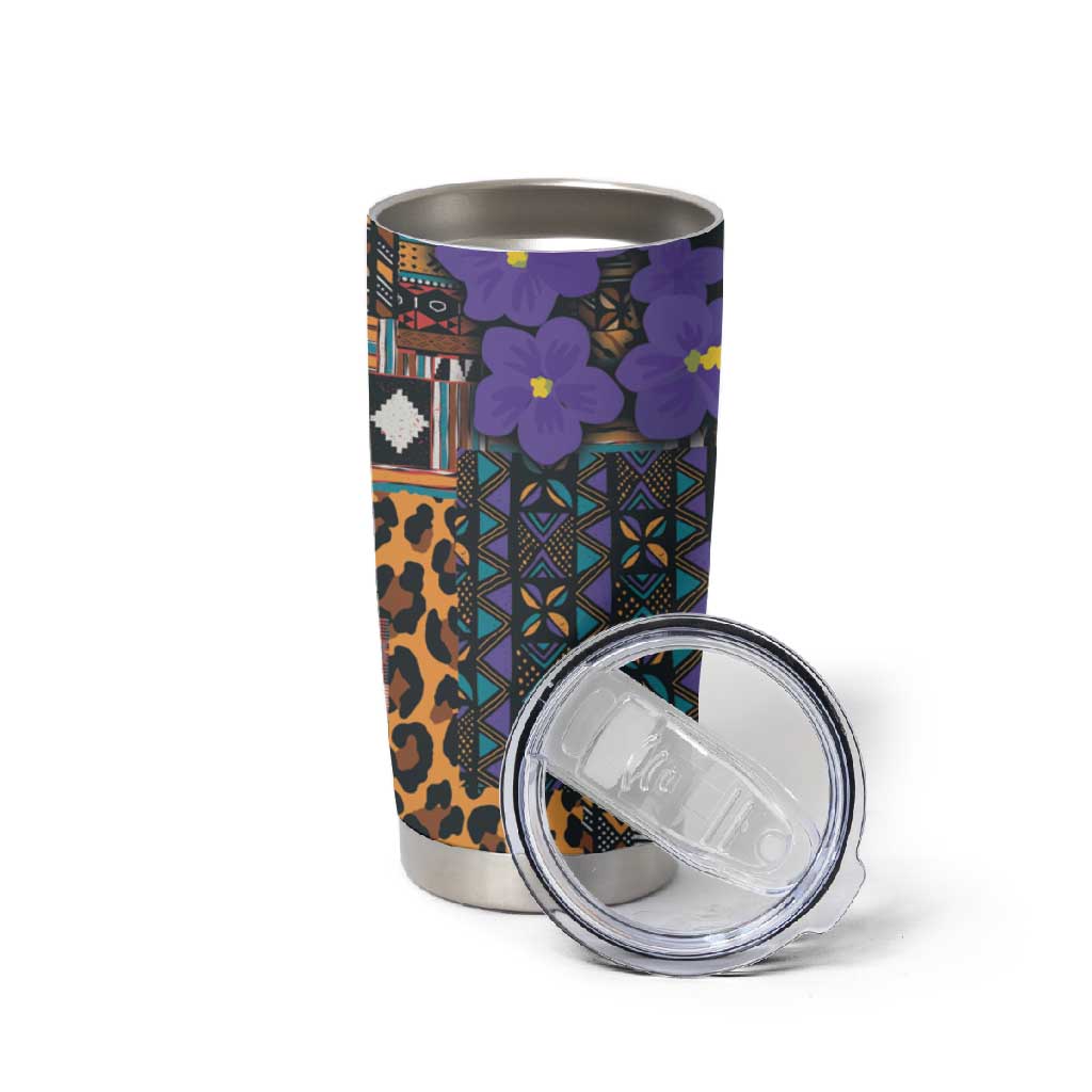 Afro Violets Flowers Tumbler Cup Mix Native Tribal Pattern LT9