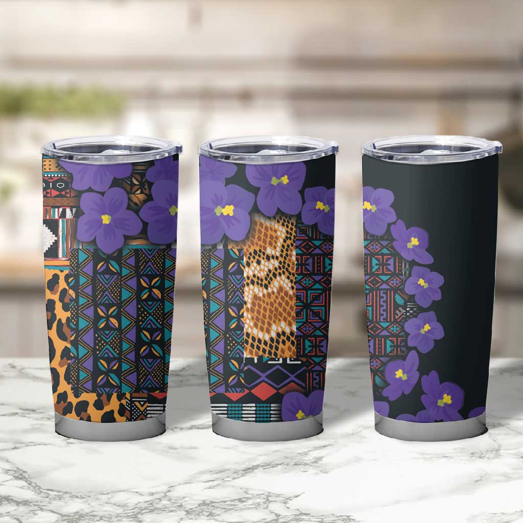 Afro Violets Flowers Tumbler Cup Mix Native Tribal Pattern LT9