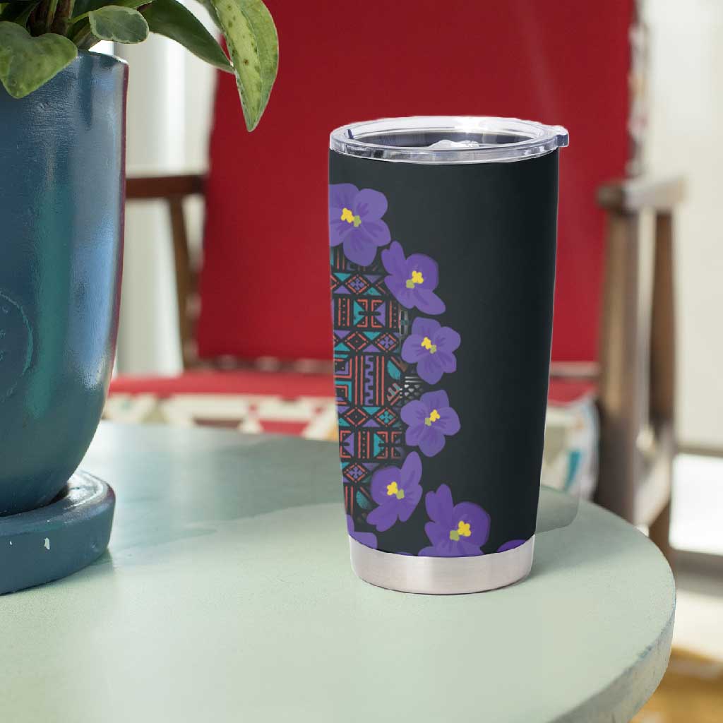 Afro Violets Flowers Tumbler Cup Mix Native Tribal Pattern LT9