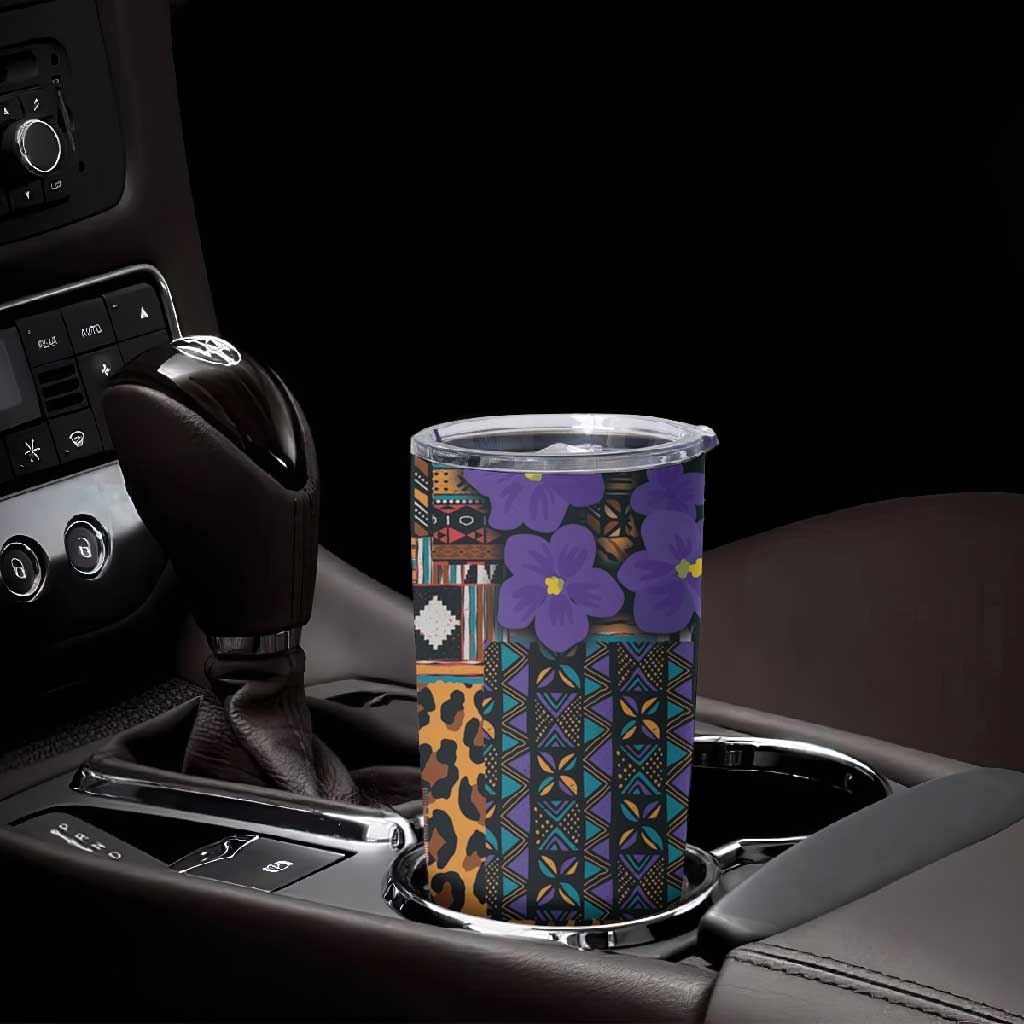 Afro Violets Flowers Tumbler Cup Mix Native Tribal Pattern LT9