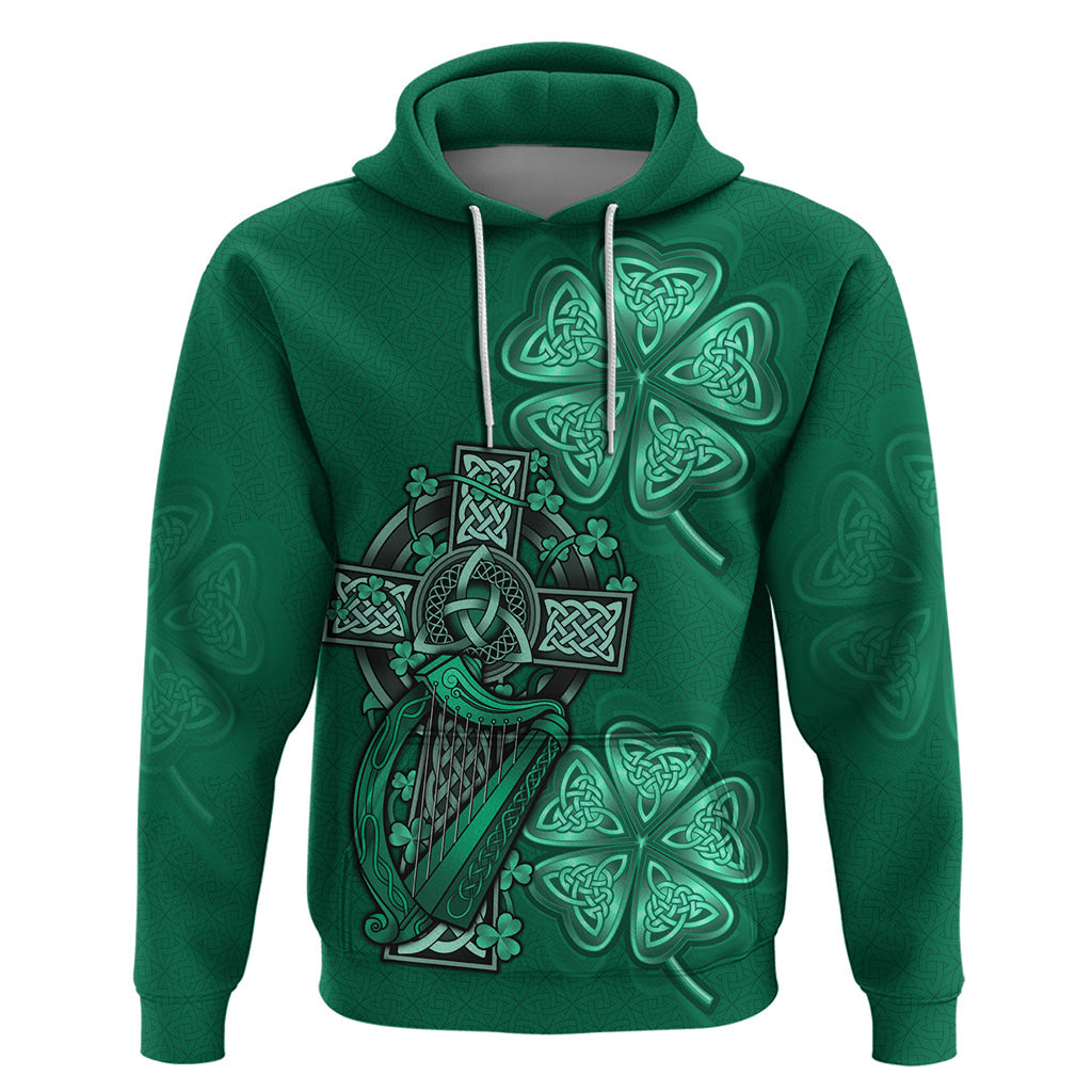 Irish Celtic Cross and Harp with Ireland Shamrock Personalized Hoodie LT9