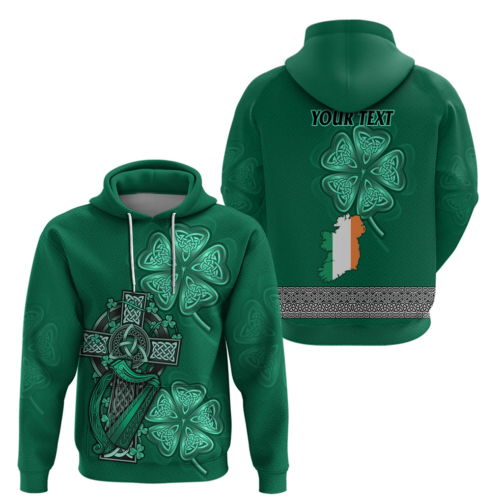 Irish Celtic Cross and Harp with Ireland Shamrock Personalized Hoodie LT9