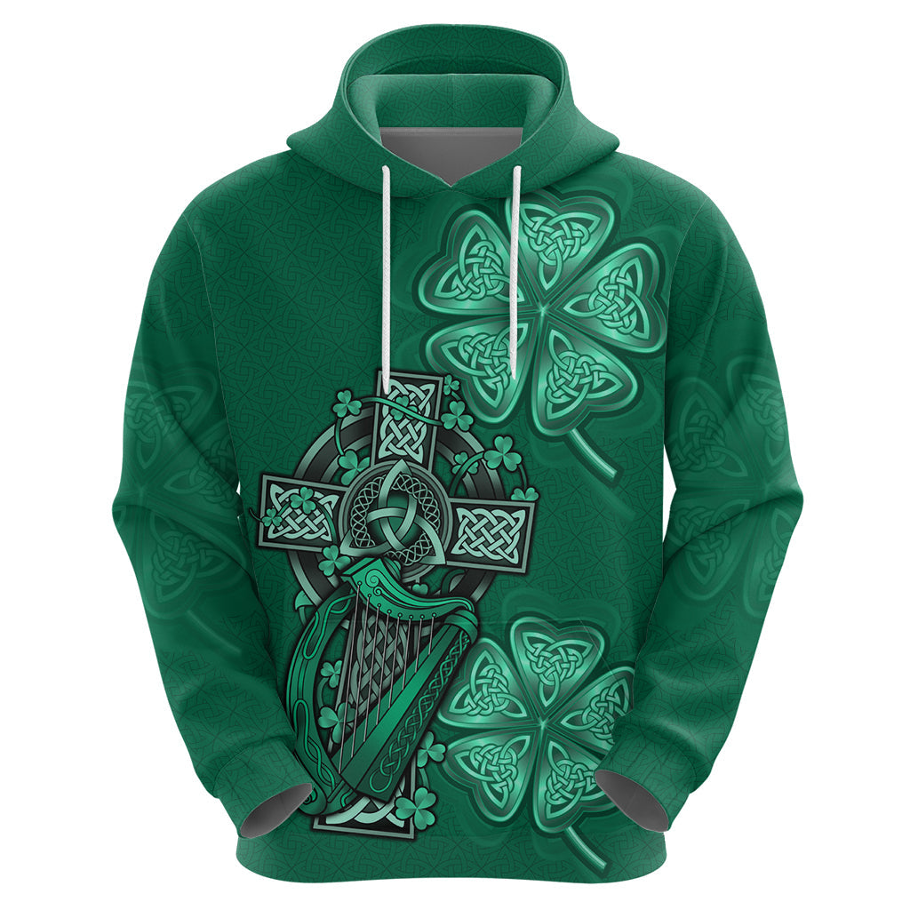 Irish Celtic Cross and Harp with Ireland Shamrock Personalized Hoodie LT9