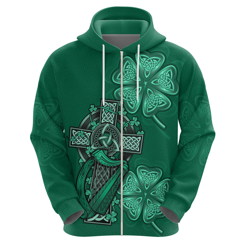 Irish Celtic Cross and Harp with Ireland Shamrock Personalized Hoodie LT9