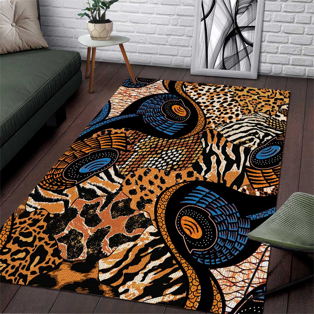 African Ankara Motifs Mixed Animal Skins Area Rug LT9