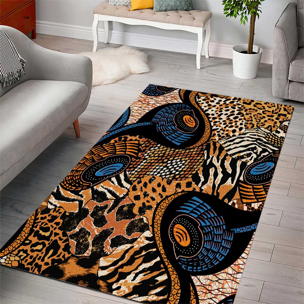African Ankara Motifs Mixed Animal Skins Area Rug LT9