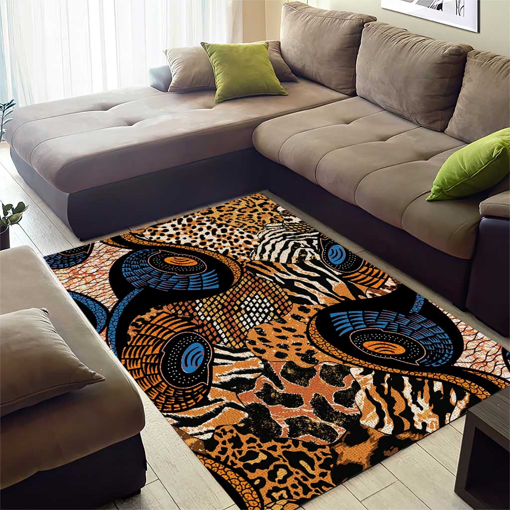 African Ankara Motifs Mixed Animal Skins Area Rug LT9