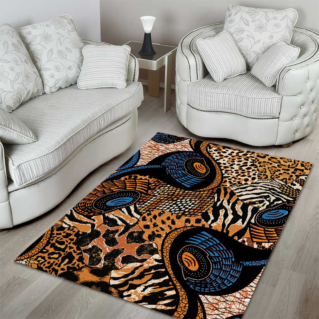 African Ankara Motifs Mixed Animal Skins Area Rug LT9