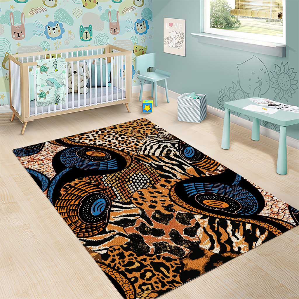 African Ankara Motifs Mixed Animal Skins Area Rug LT9