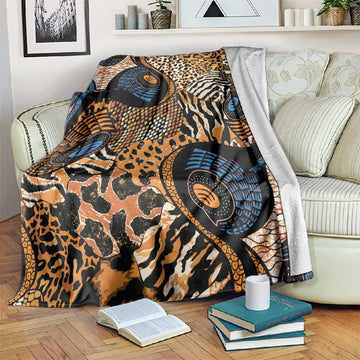African Ankara Motifs Mixed Animal Skins Blanket LT9