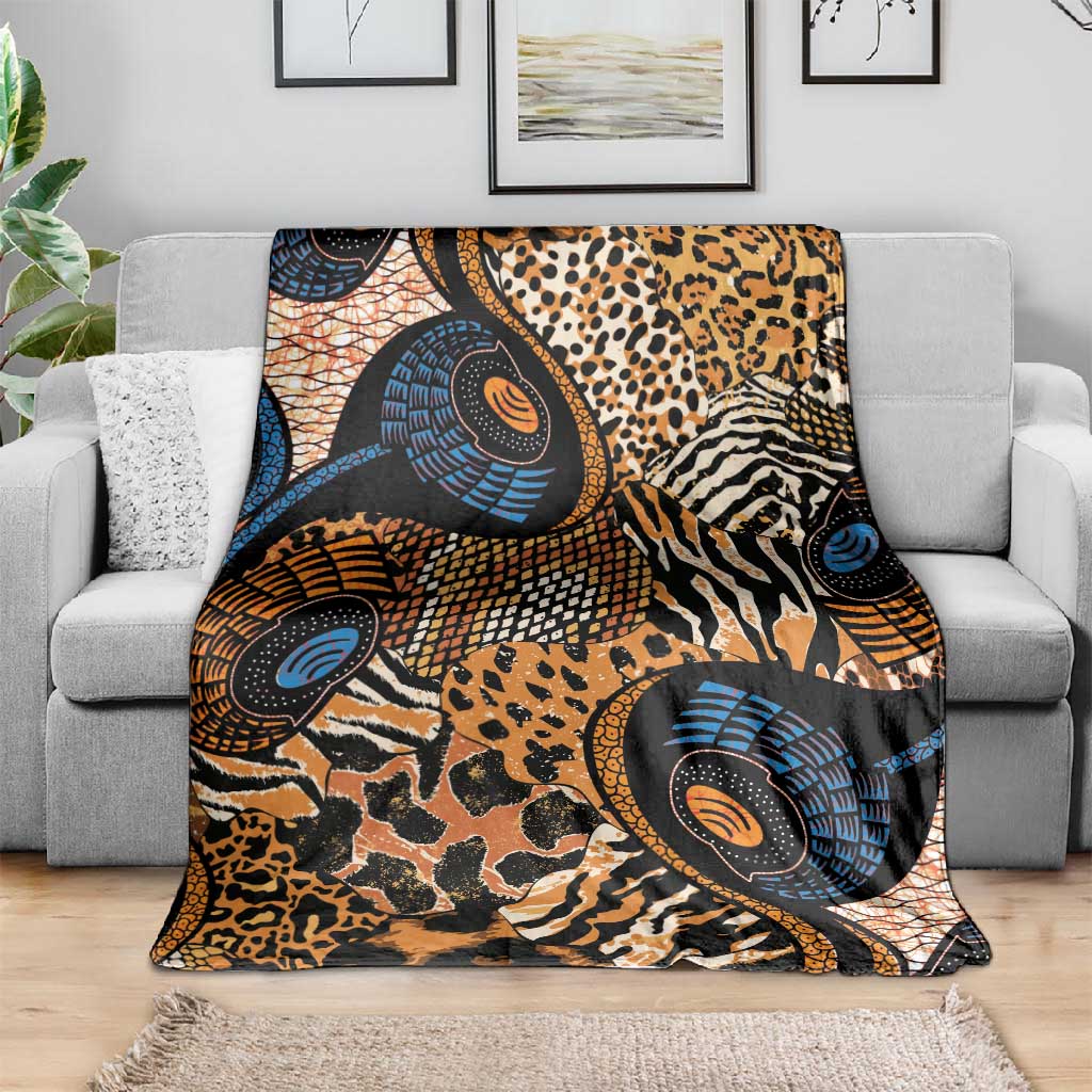 African Ankara Motifs Mixed Animal Skins Blanket LT9