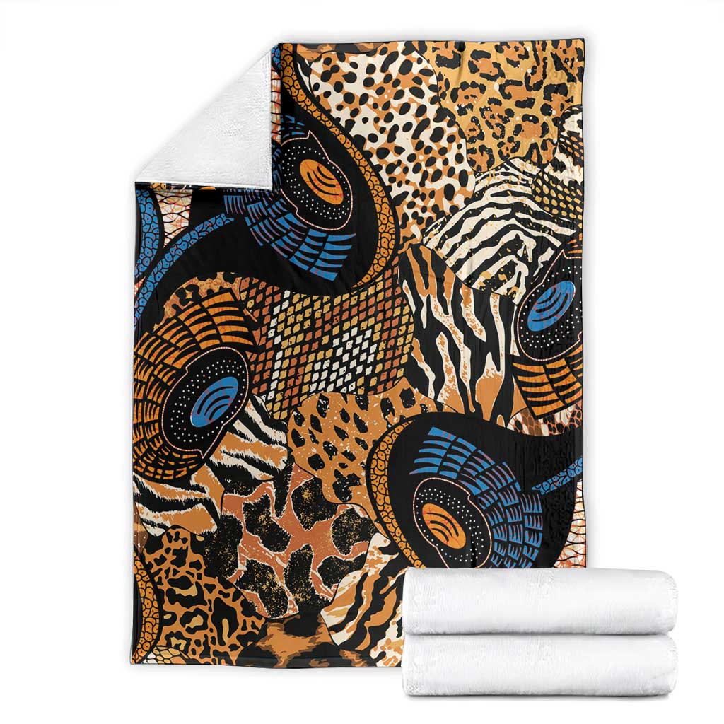 African Ankara Motifs Mixed Animal Skins Blanket LT9