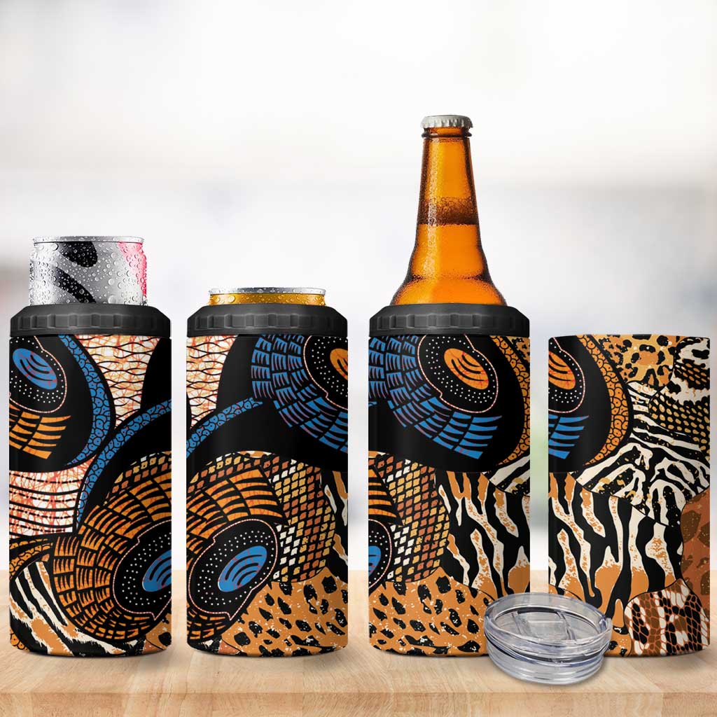 African Ankara Motifs Mixed Animal Skins 4 in 1 Can Cooler Tumbler LT9