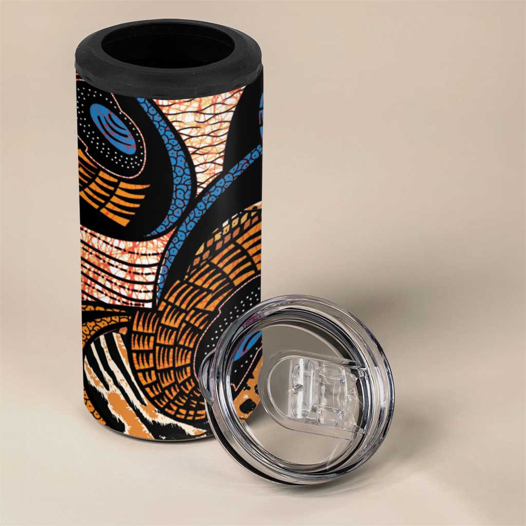African Ankara Motifs Mixed Animal Skins 4 in 1 Can Cooler Tumbler LT9