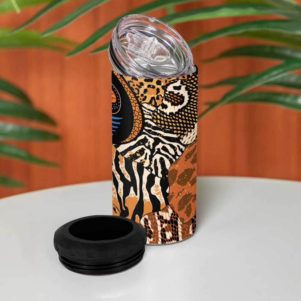 African Ankara Motifs Mixed Animal Skins 4 in 1 Can Cooler Tumbler LT9