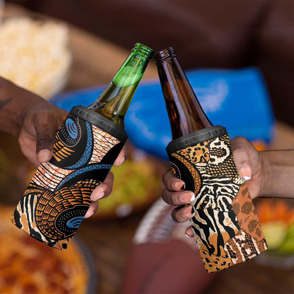 African Ankara Motifs Mixed Animal Skins 4 in 1 Can Cooler Tumbler LT9