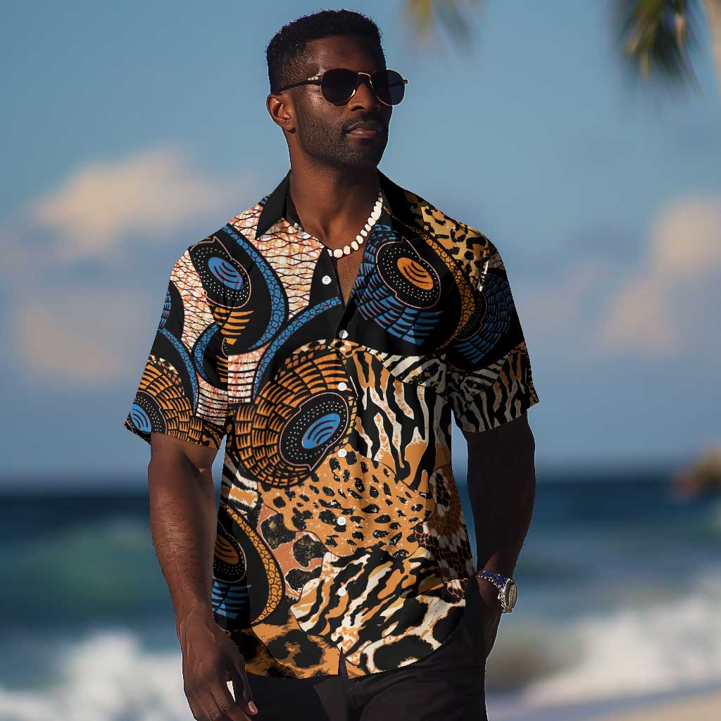 African Ankara Motifs Mixed Animal Skins Hawaiian Shirt LT9