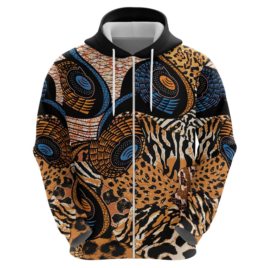 African Ankara Motifs Mixed Animal Skins Hoodie LT9