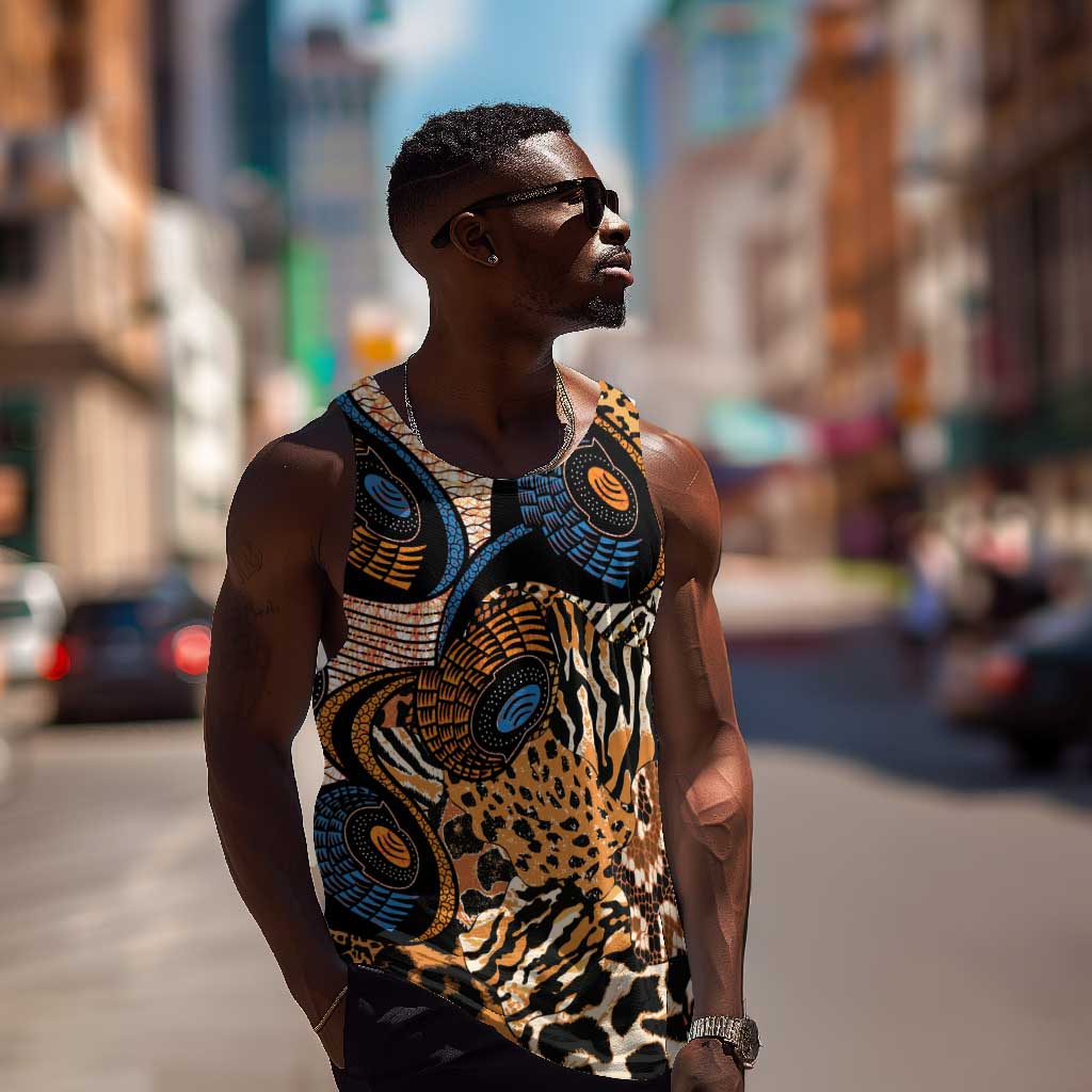 African Ankara Motifs Mixed Animal Skins Men Tank Top LT9