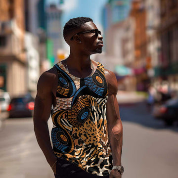 African Ankara Motifs Mixed Animal Skins Men Tank Top LT9