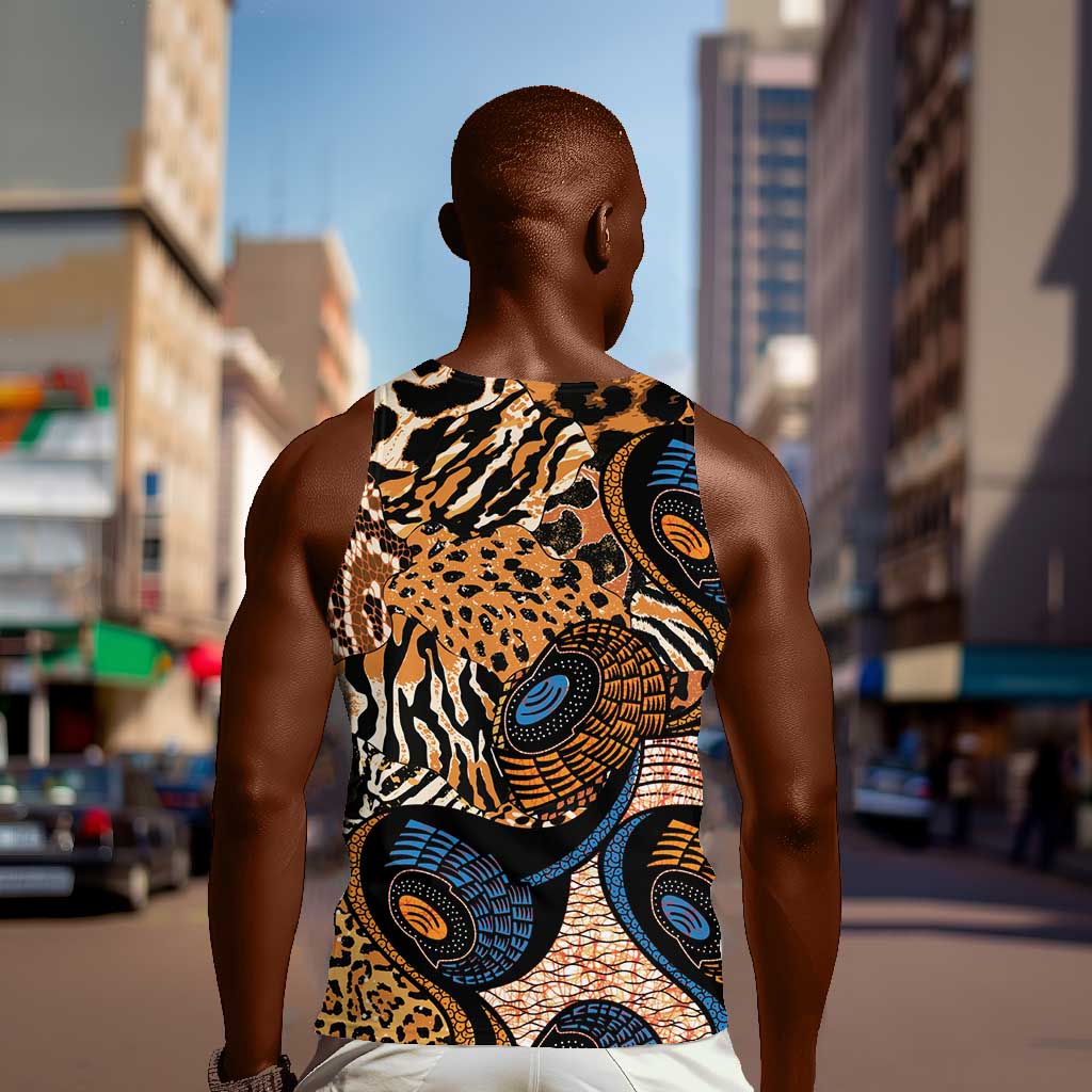African Ankara Motifs Mixed Animal Skins Men Tank Top LT9