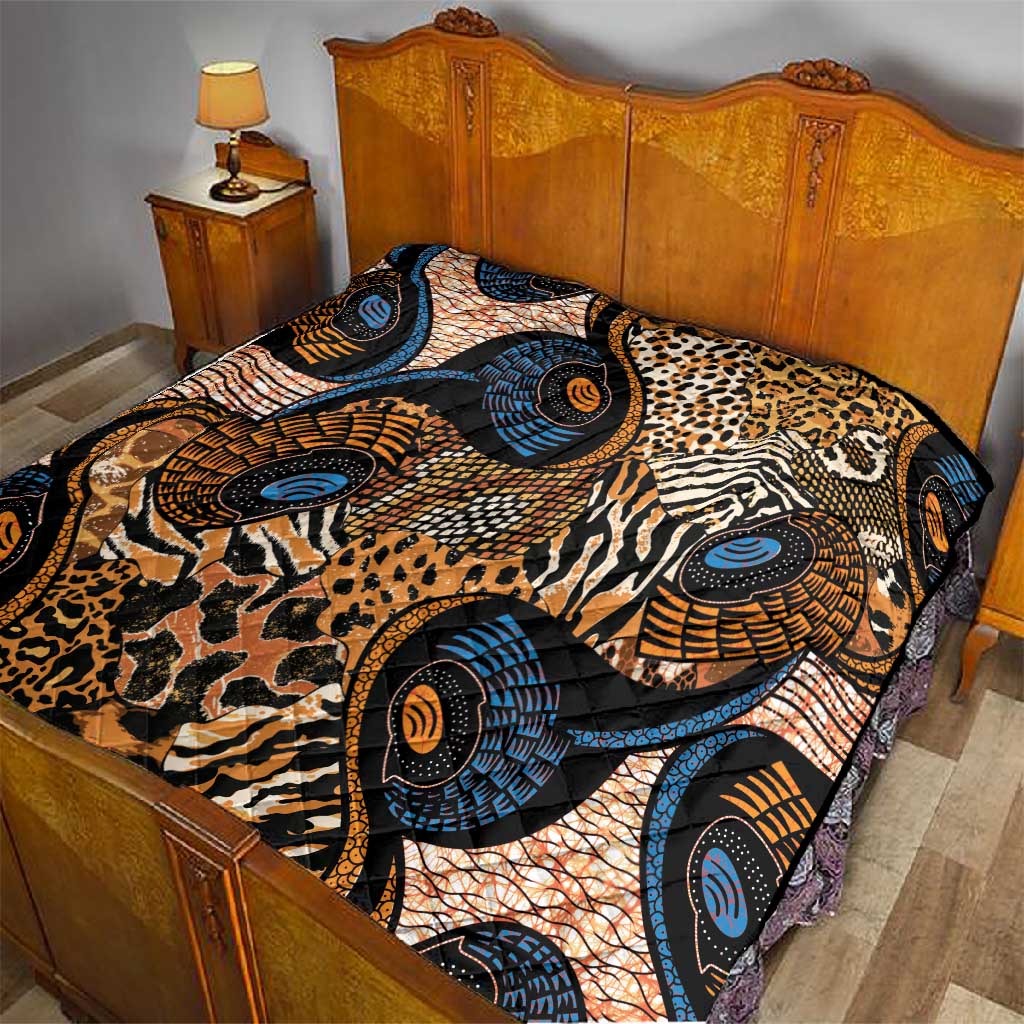 African Ankara Motifs Mixed Animal Skins Quilt LT9