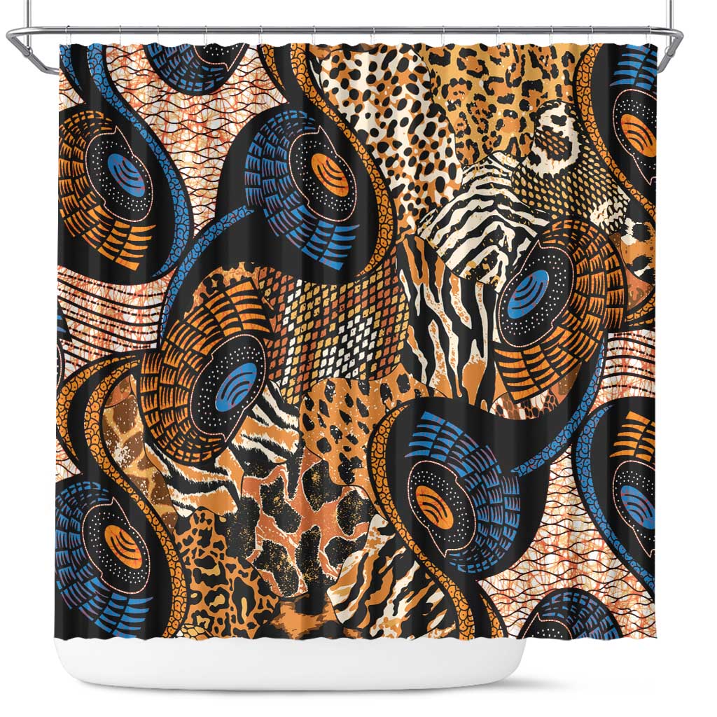 African Ankara Motifs Mixed Animal Skins Shower Curtain LT9