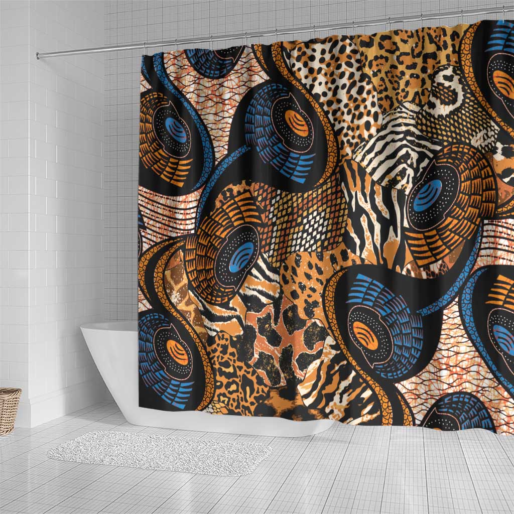 African Ankara Motifs Mixed Animal Skins Shower Curtain LT9