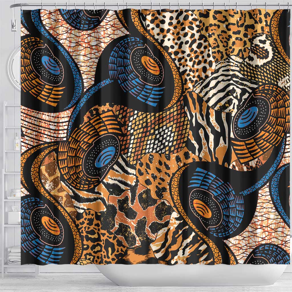 African Ankara Motifs Mixed Animal Skins Shower Curtain LT9