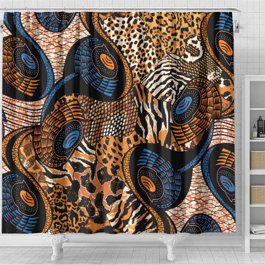 African Ankara Motifs Mixed Animal Skins Shower Curtain LT9