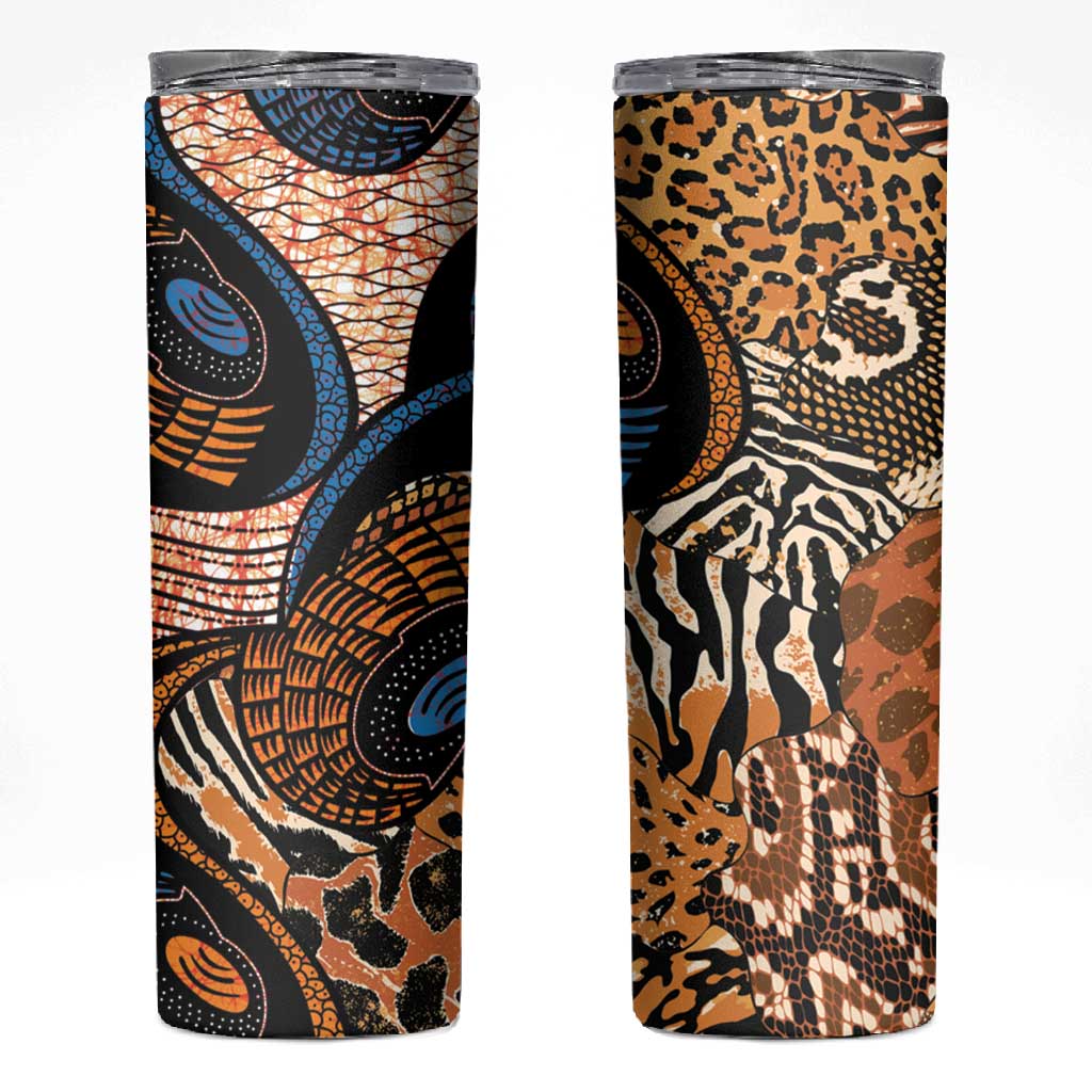 African Ankara Motifs Mixed Animal Skins Skinny Tumbler LT9