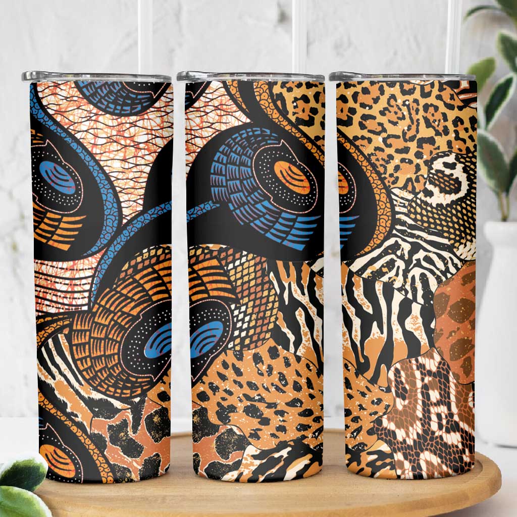 African Ankara Motifs Mixed Animal Skins Skinny Tumbler LT9