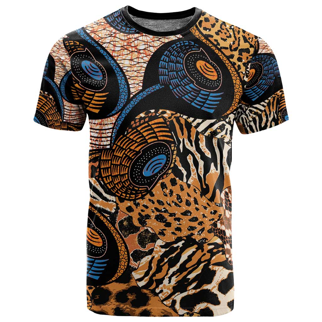 African Ankara Motifs Mixed Animal Skins T shirt LT9