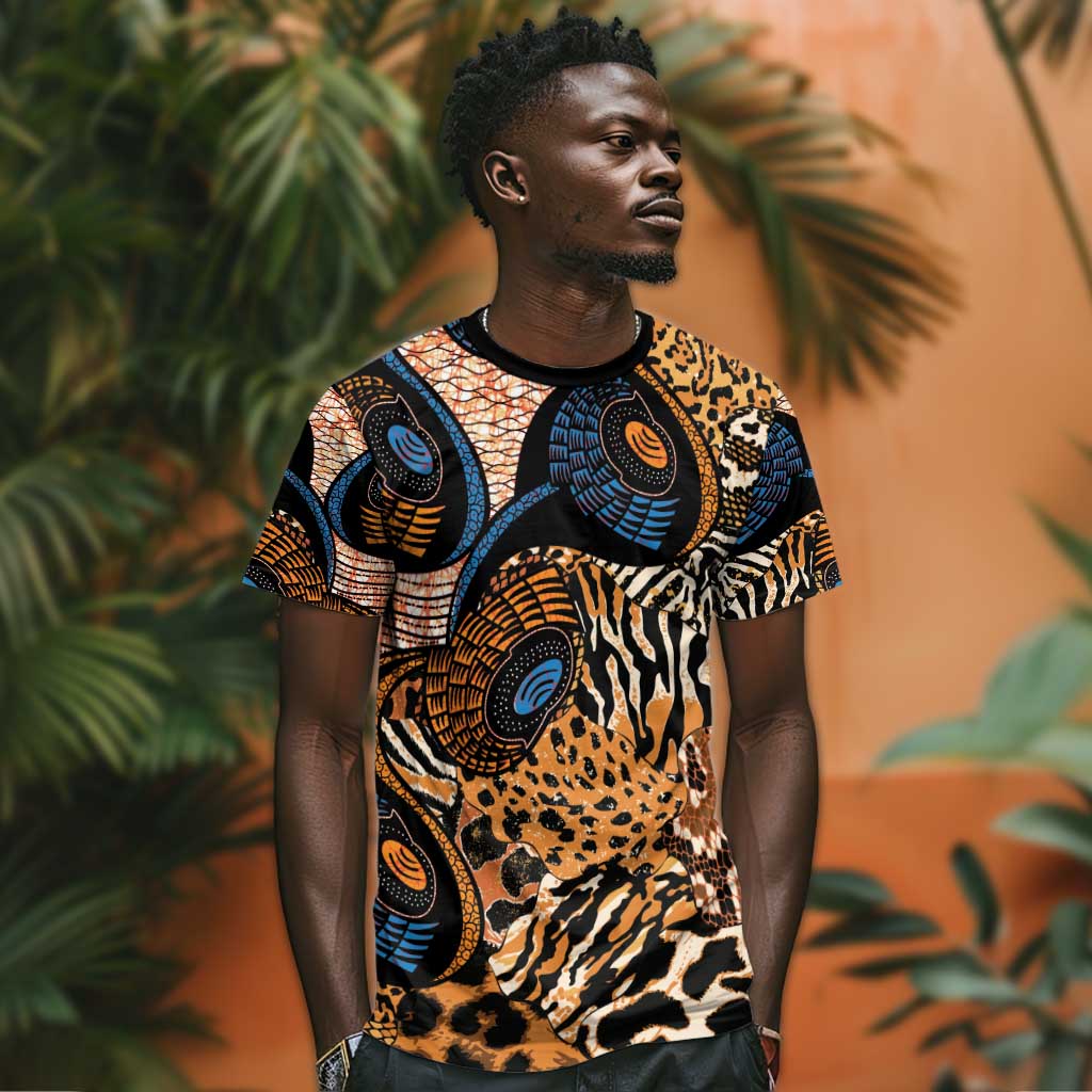 African Ankara Motifs Mixed Animal Skins T shirt LT9