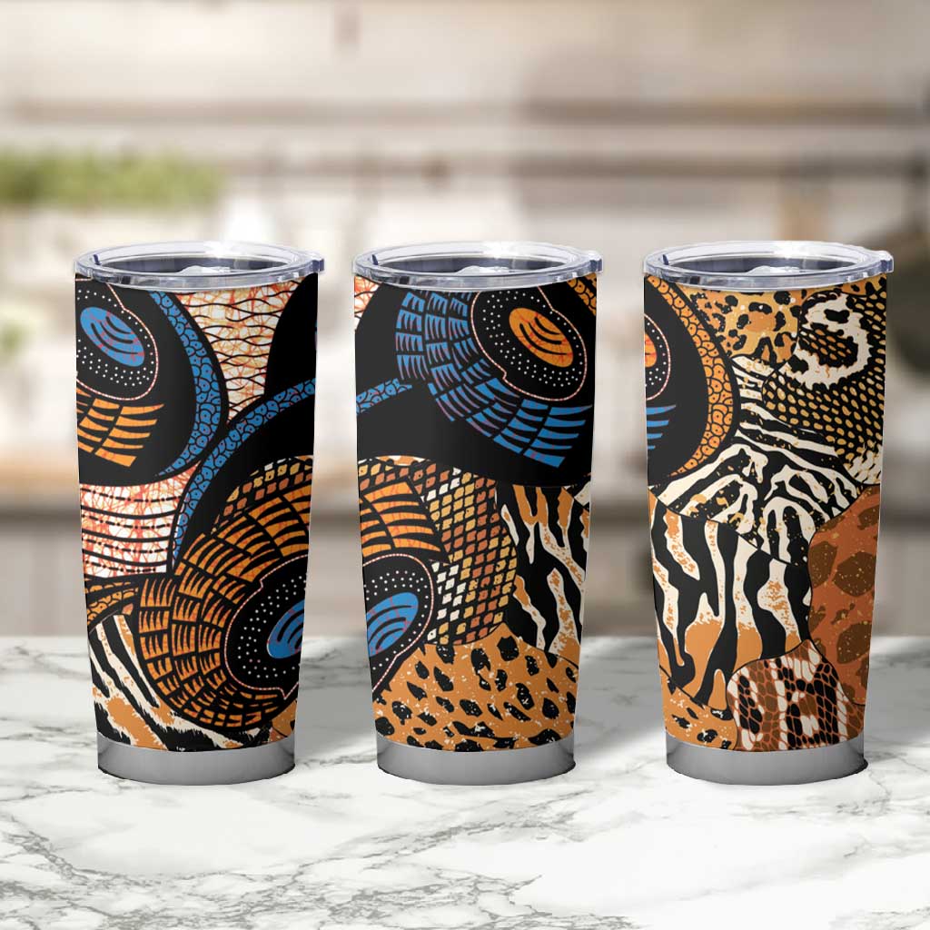 African Ankara Motifs Mixed Animal Skins Tumbler Cup LT9